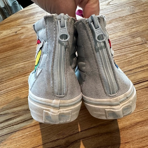 Vans High Top Suede Girls Zip Sneakers Pale Blue Sequin Unicorn - Picture 8 of 11